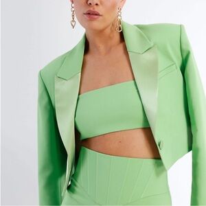Maeve Reilly x BCBGMAXAZRIA‎ Ashland Cropped Jacket in Grass Green Blazer